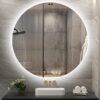 LED Mirror with cool white light. Mirror is currently on sale. Round Wall mirror that is 90cm diameter.
