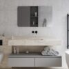 Frameless bathroom mirror with no light and rounded corners. The mirror is waterproof for safety in bathrooms.