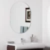 Frameless oval mirror without a light and polished edge.