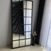 Large Wall Mirrors with window panes in Black Powder Coat Frame
