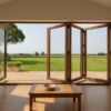 SFD4FG6LB-2390X2090-Fold-a-Side-Bronze-F:Glass-Doors-1-door-opens-right-3-doors-open-left LM