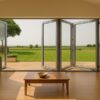 SFD4FG6LS-2390X2090-Fold-a-Side-Silver-F:Glass-Doors-1-door-opens-right-3-doors-open-left LM