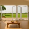 SFD4FG6LW-2390X2090-Fold-a-Side-White-F:Glass-Doors-1-door-opens-right-3-doors-open-left LM