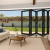 SFD5FG6LC-2990X2090-Fold-a-Side-Charcoal-F:Glass-Doors-5-doors-open-left LM