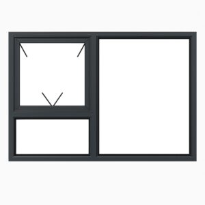 Kenzo - PT219LC - Aluminium Top-Hung W2090XH890mm Window-Charcoal - Single Top Opener, Fixed Bottom Pane, Fixed Right Pane