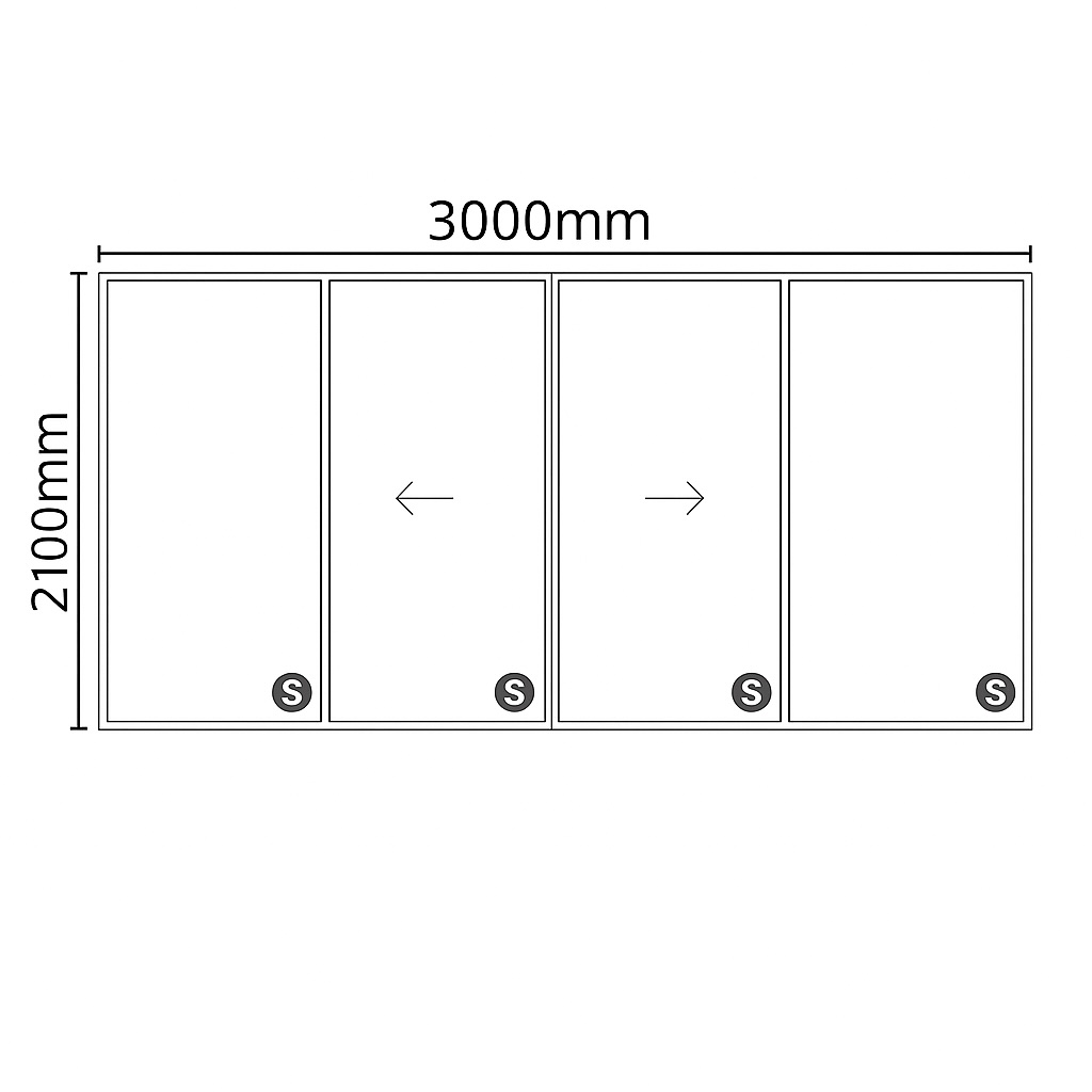 Kenzo - OXXO3021BL - Aluminium Double Sliding Door 3.0mx2.1m Black - Image 2